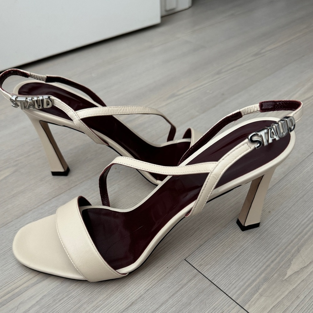 STAUD Nadja Leather Slingback Sandal Heels Size 40EU 10US NWOB